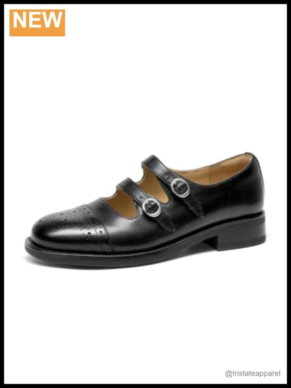 Genuine Leather Mary Jane Flats Adjustable Buckle Comfort Shoes